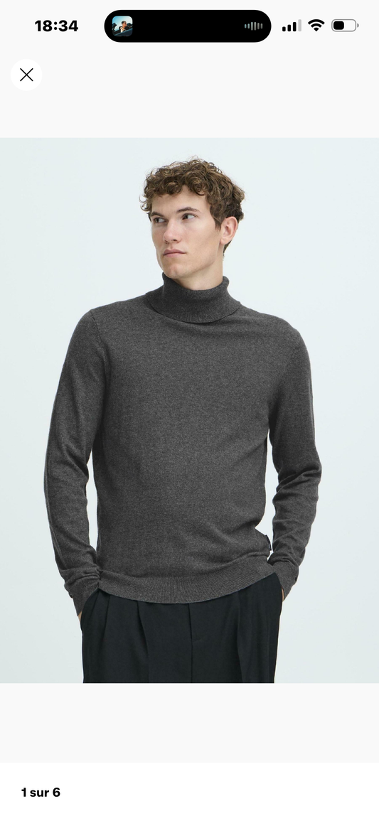 Pull col roulé - Gris - Casual Friday