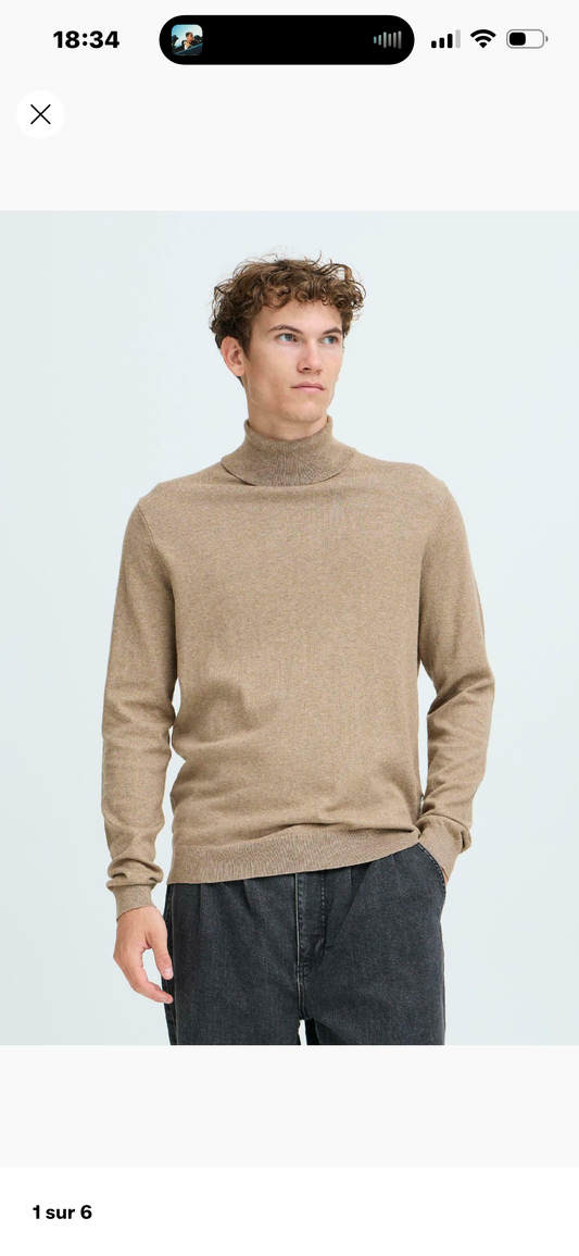 Pull col roulé - Beige - Casual Friday