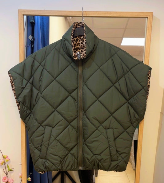 Doudoune - Réversible kaki-léopard