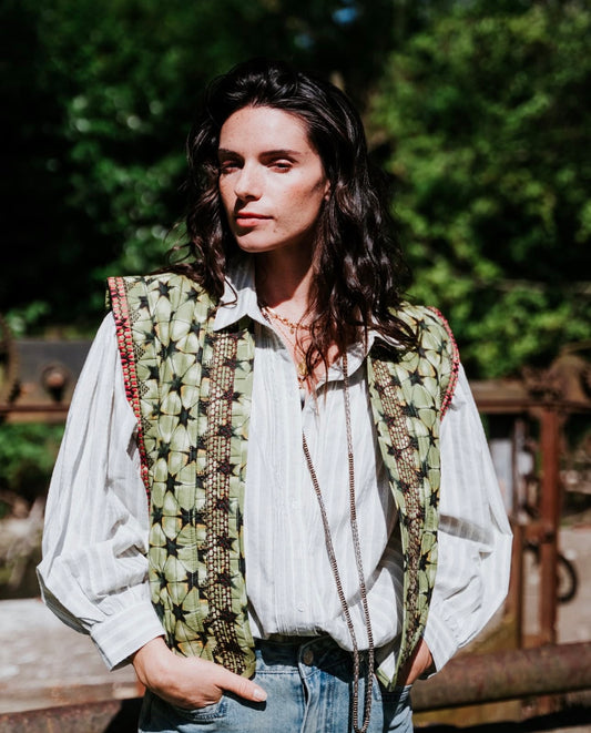 Gilet - Boho vert - Rue Mazarine