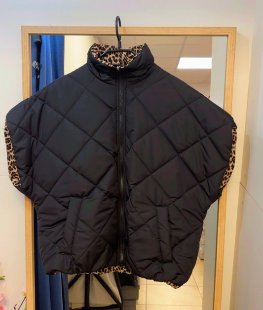 Doudoune - Réversible noir-léopard